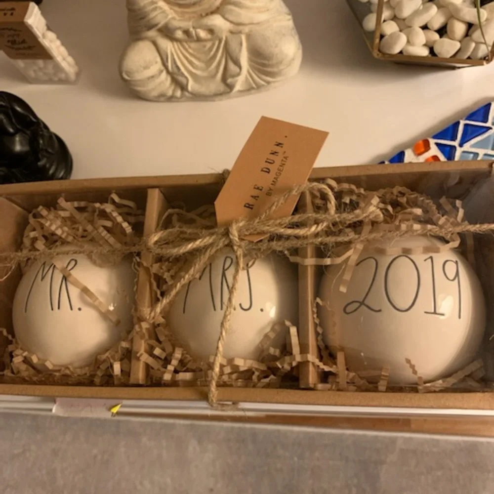 Rae Dunn Mr & Mrs 2019 Ornaments